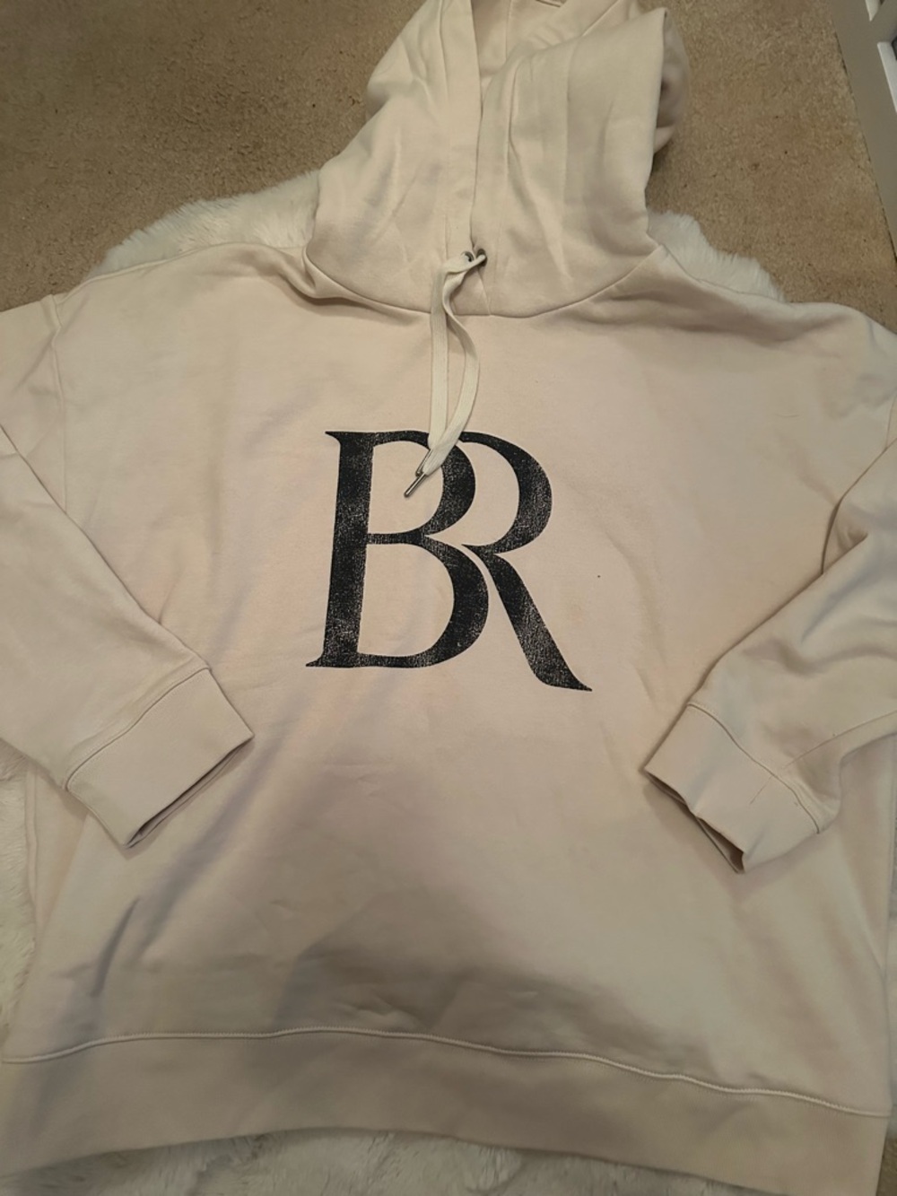 Banana Republic Cream Hoodie with Black BR Logo